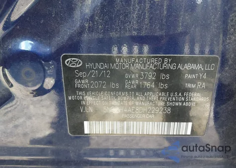 2013 Hyundai Elantra Gls из США, поврежденный, VIN 5NPDH4AE8DH229238